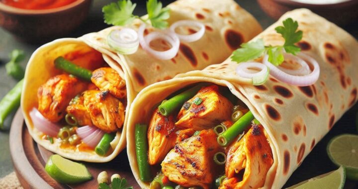 Chicken Kathi Roll & Wine